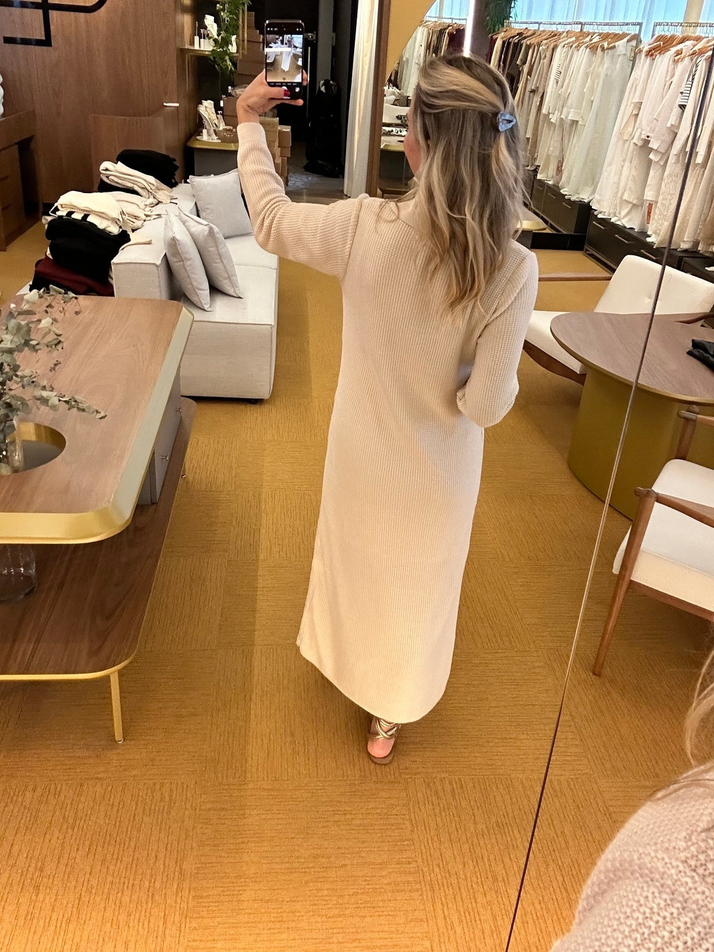 Vestido tricot areia Aline