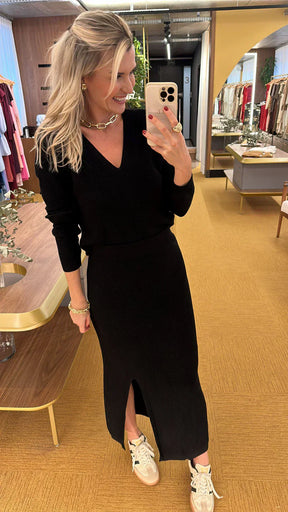 Conjunto tricot preto Carmel