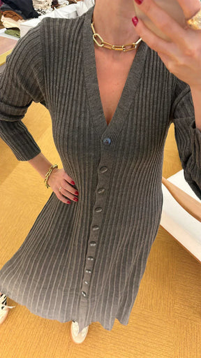 Vestido plissado tricot grafite Brigitte