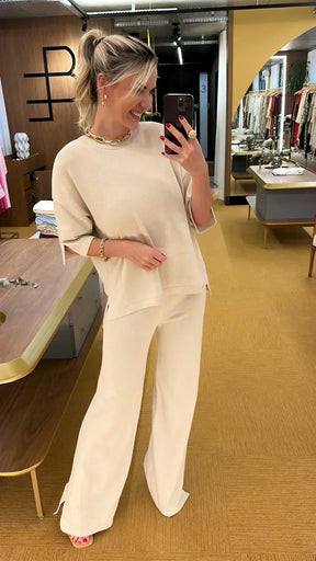 Conjunto tricot areia Rebeca