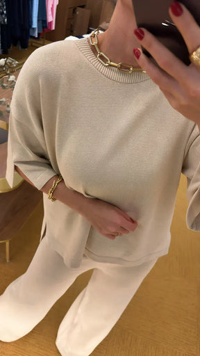 Conjunto tricot areia Rebeca